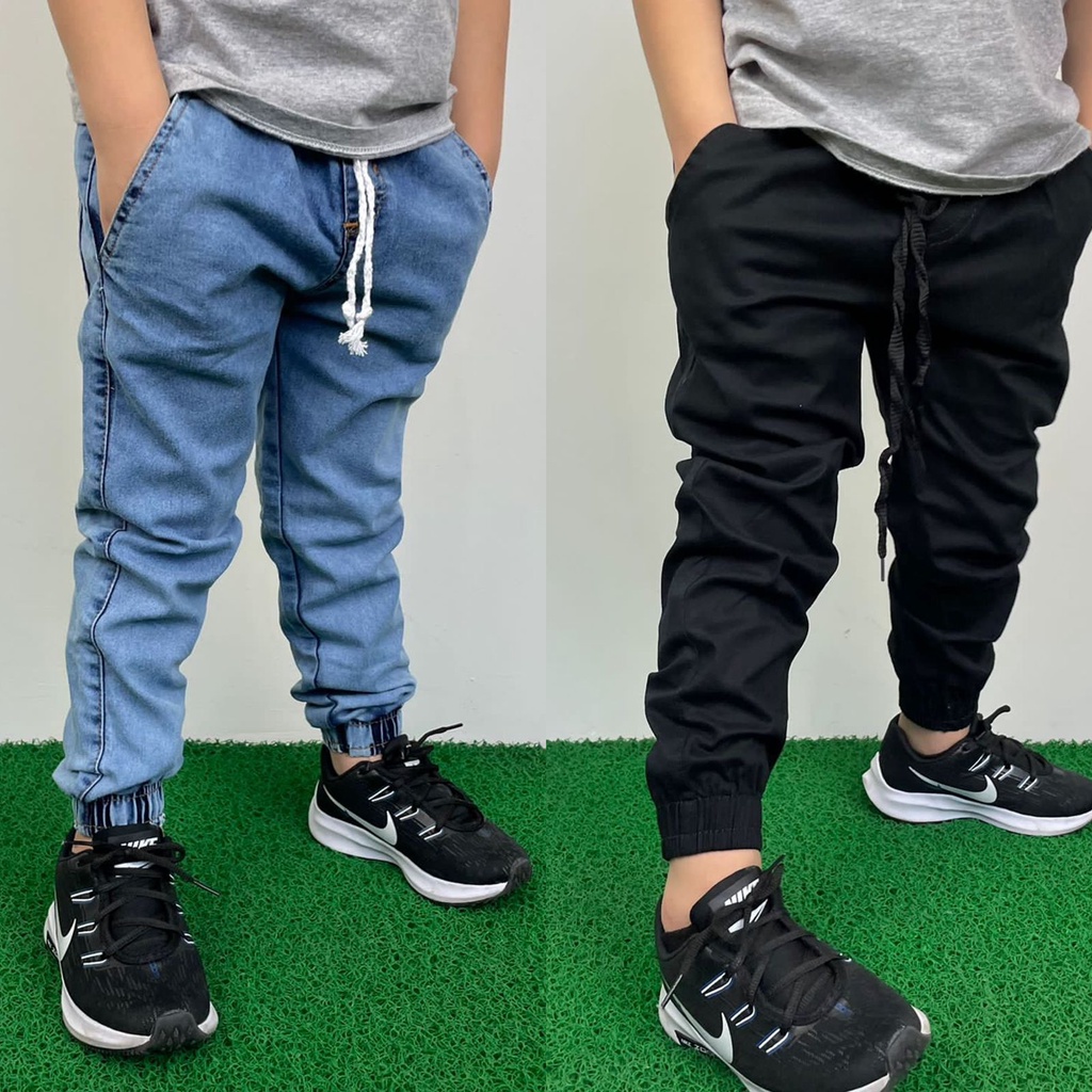 Kit 2 Calças Jogger Bebê Infantil Juvenil - Calça de criança jeans apertada  da moda 2 ao 16