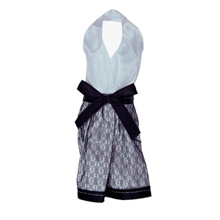 Vestido Para Boneca - Basic Doll Dress - Branco e cinza com laço