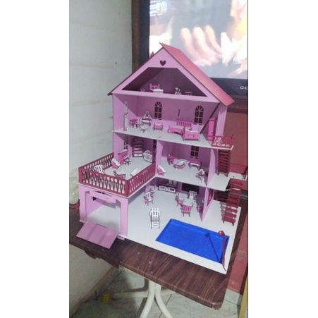 Móvel boneca Barbie de madeira MDF Sala Raque brinquedo Casinha Casa de  boneca com TV