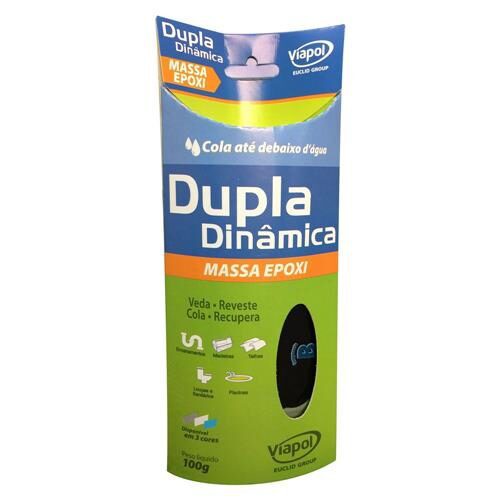Massa Epóxi Dupla Dinâmica 90 Min Cinza 100g Viapol
