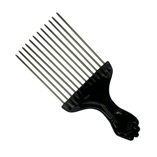Pente Afro de Plástico Preto Com Dentes Finos de Aço Pequeno