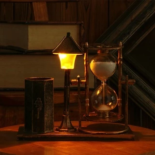 [Leyenda5] Temporizador De Areia De Vidro Retrô Com Luz Embutida Para Decoração De Quarto Doméstico Ampulheta De Ouro