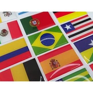 Emblema Adesivo Resinado Bandeira Países Carro Moto Notebook Vários Modelos 8x5cm