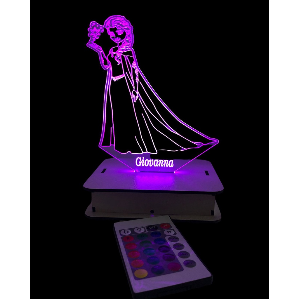 Luminária de Led Elsa Frozen com nome personalizado | Shopee Brasil