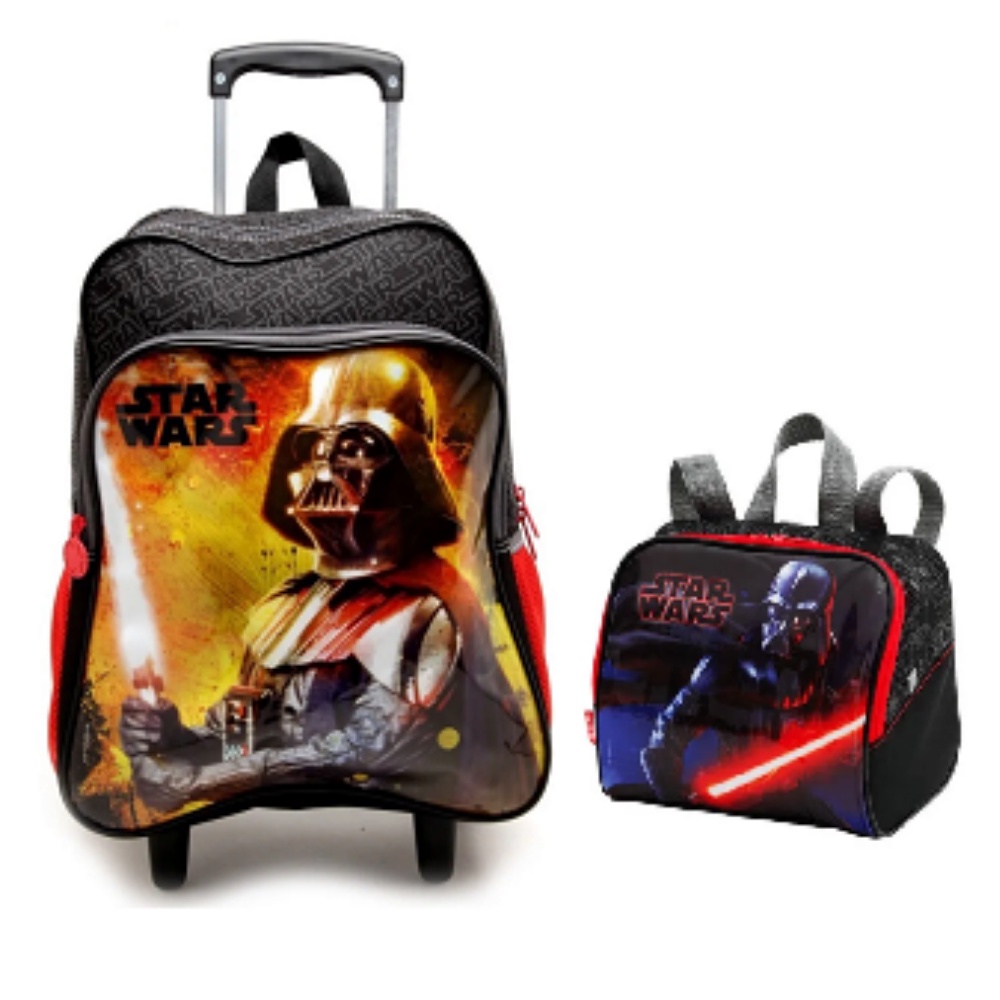 Kit Mochila Grande Com Rodinha E Lancheira Star Wars | Shopee Brasil