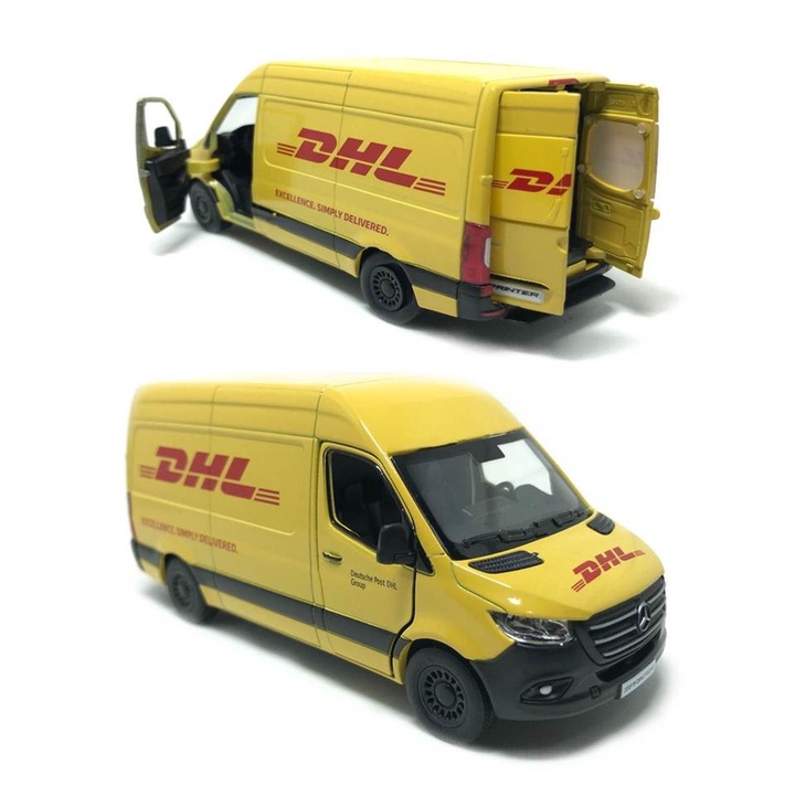 Modellino In Pressofuso Mercedes Sprinter Furgone DHL Scala 1:36, Macchinina Da Collezione, Vinciann