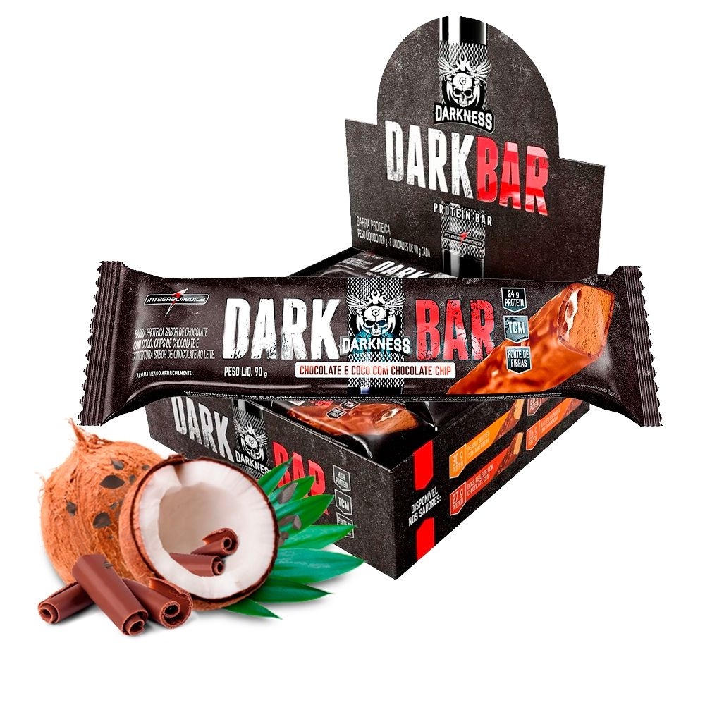 Barra de Proteina Dark Bar Whey com 8 unidades c/ 24g Protein – Darkness