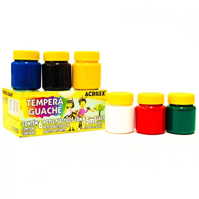Tinta Guache 6 Cores 15 ml Acrilex