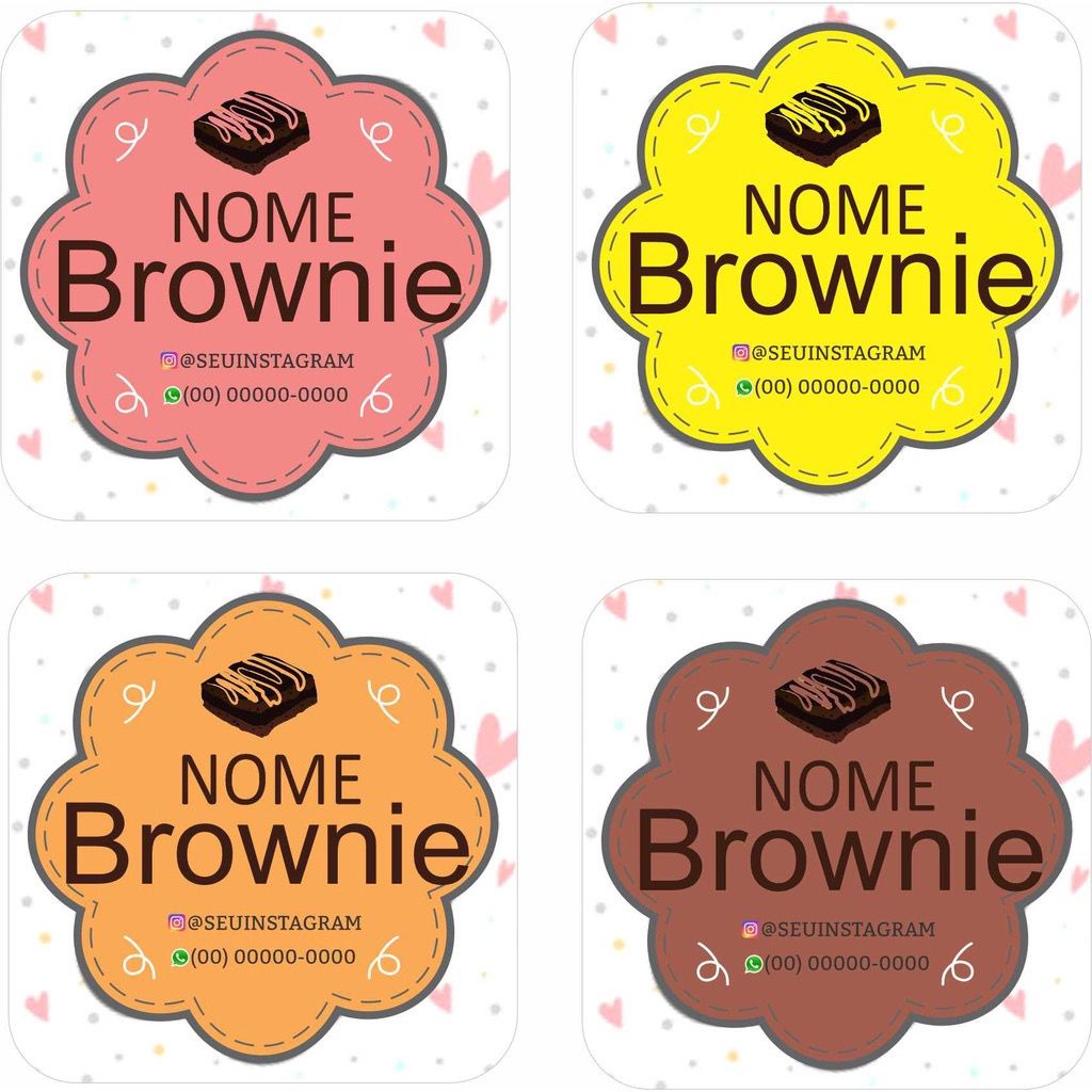 100 Etiquetas Adesivas Brownie - Personalizada 4x4cm | Shopee Brasil