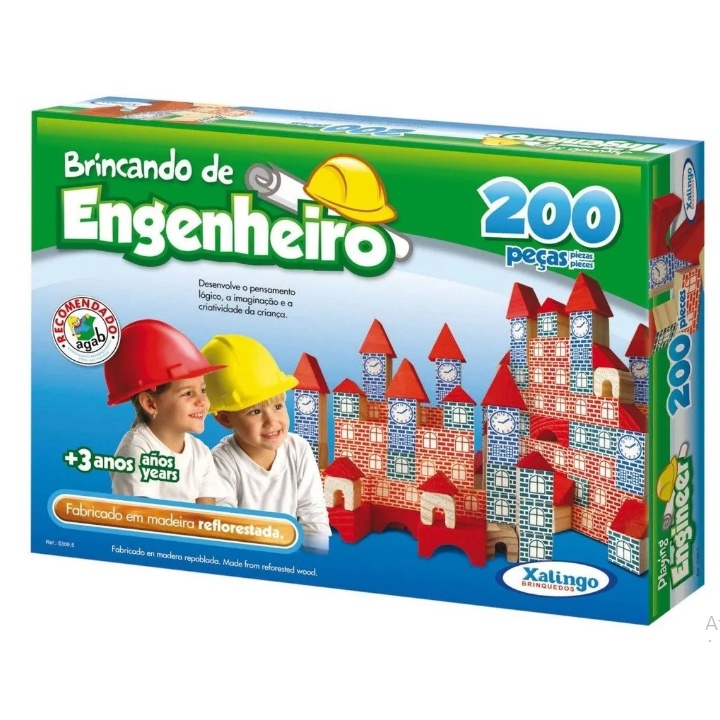 Blocos de montar Brincando de Engenheiro 200 peças