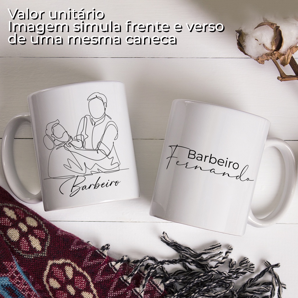 Caneca Profissão Barbeiro Com Nome Caneca Barbearia Personal