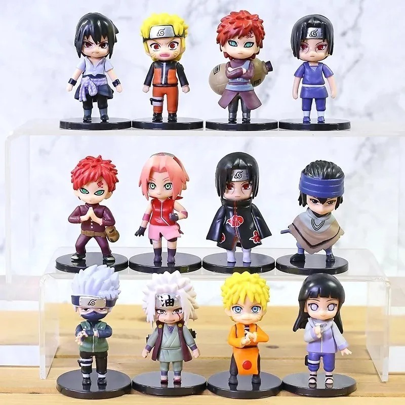 Kit 12 Boneco Naruto Hinata Sasuke Itachi Action Figure 8cm