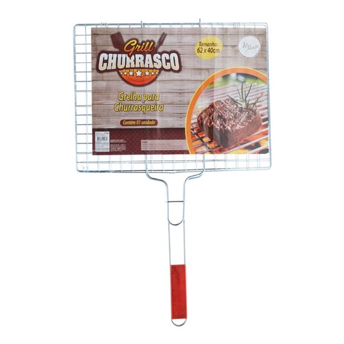 Grelha Dupla Churrasqueira Peixes Frango Linguiça 52X34Cm