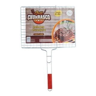 Grelha Dupla Churrasqueira Peixes Frango Linguiça 52X34Cm