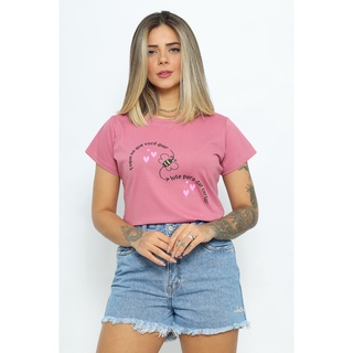 Camiseta Feminina T-Shirt Blusinha Estilosa T Shirt Algodão