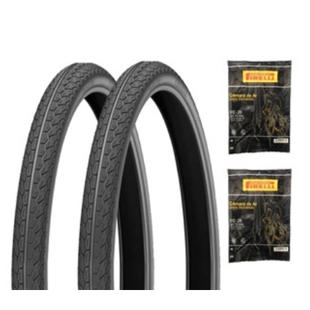 Par Pneu Bicicleta Aro 26x1.1/2x2 Koogar Preto + 2 Câmara Pirelli aro ...