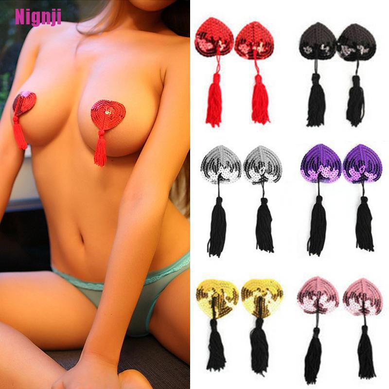 [Nignji] Par De Lingerie Auto-Adesiva Borla De Lantejoulas Coração Bra Mamilo Cover Breast