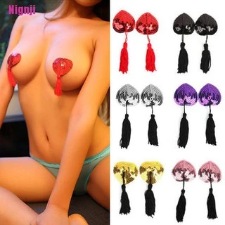 [Nignji] Par De Lingerie Auto-Adesiva Borla De Lantejoulas Coração Bra Mamilo Cover Breast