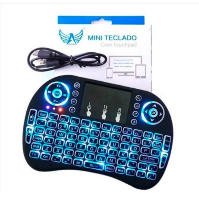 Mini Teclado Wireless Tv Pc Video Games Sem fio com Touch Pad | Shopee ...
