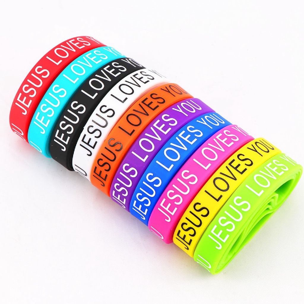 Kit Pulseiras Silicone Cristão Religiosa Jesus Unissex Cores Sortidas