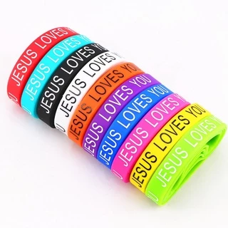 Kit Pulseiras Silicone Cristão Religiosa Jesus Unissex Cores Sortidas