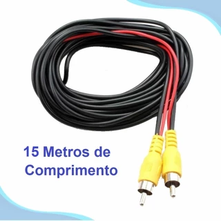 Cabo Rca 15 Metros + Emenda Rca Simples Fêmea P Câmera De Ré