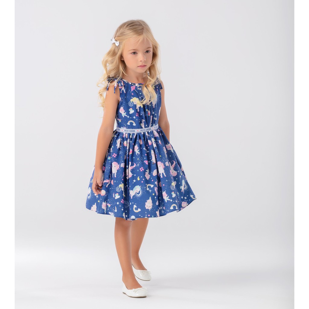 Vestido infantil unicornio floral rosa best sale petit cherie