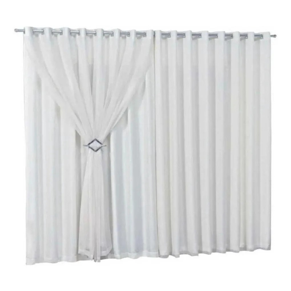 Cortina 9 Metros Para Quarto e Sala Tecido Microfibra Com Voil Barato