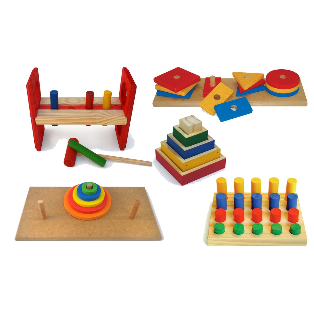 Brinquedo Educativo de Montar Cubos de Encaixe de Madeira - Bambinno  Brinquedos