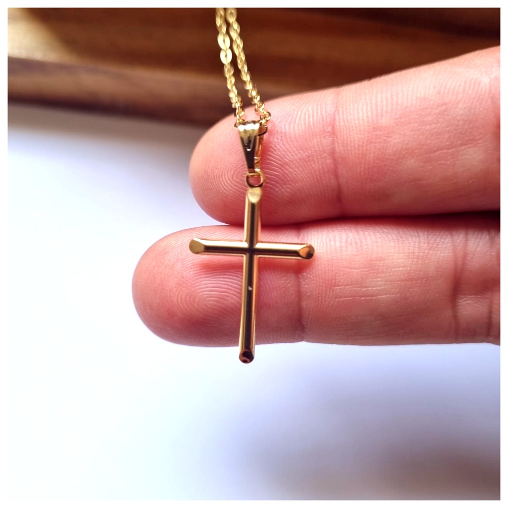 Colar corrente mini cruz crucifixo dourado feminino Masculino Unissex ...