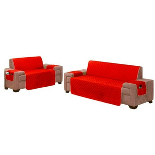 kit Capa Protetora Para Sofa 2 E 3 Lugares Vermelho