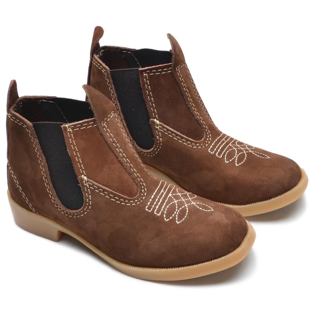 Bota botina infantil country couro legitimo peãozinho kids