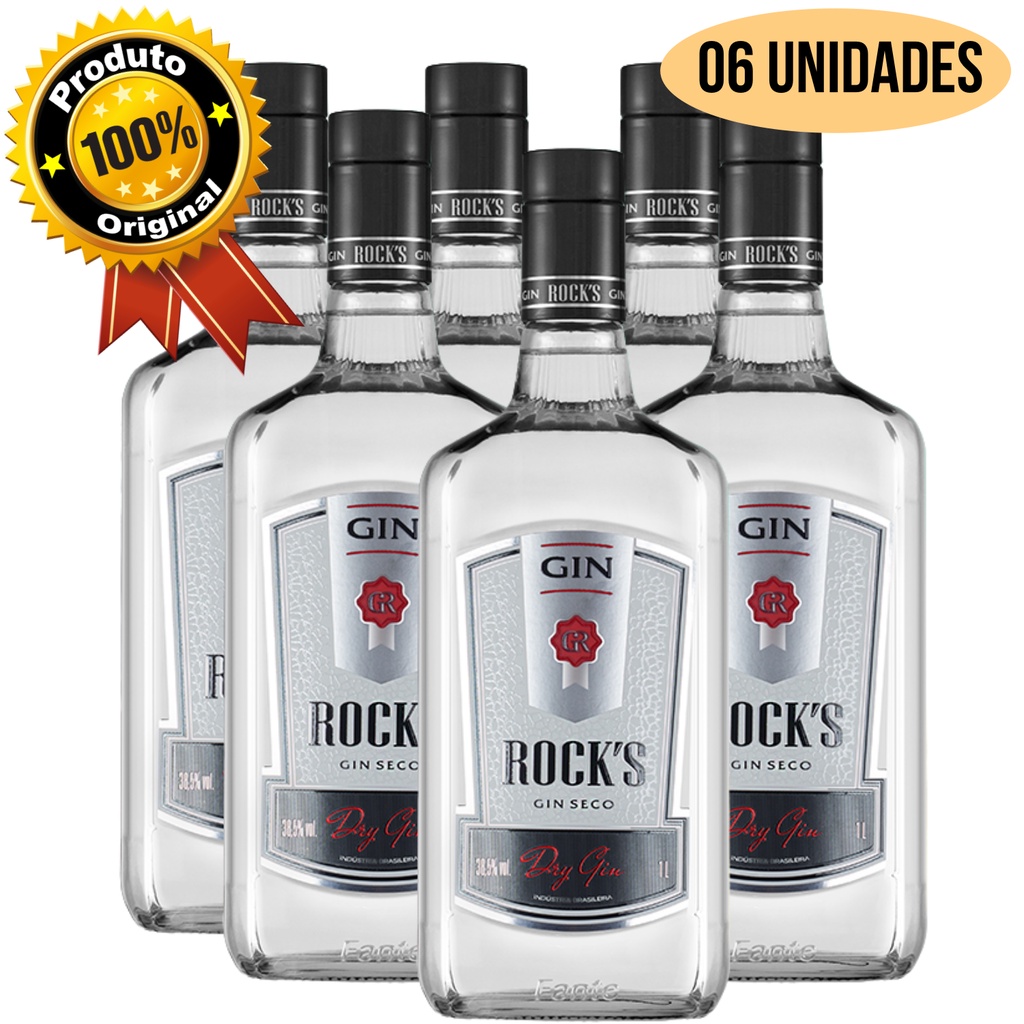 Gin Rocks Seco 1 Litro 06 Unidades Originais Lacrados Kit | Shopee Brasil