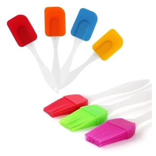 Kit Espátula E Pincel de Silicone com Cabo Plástico e Inox - Diversos Modelos