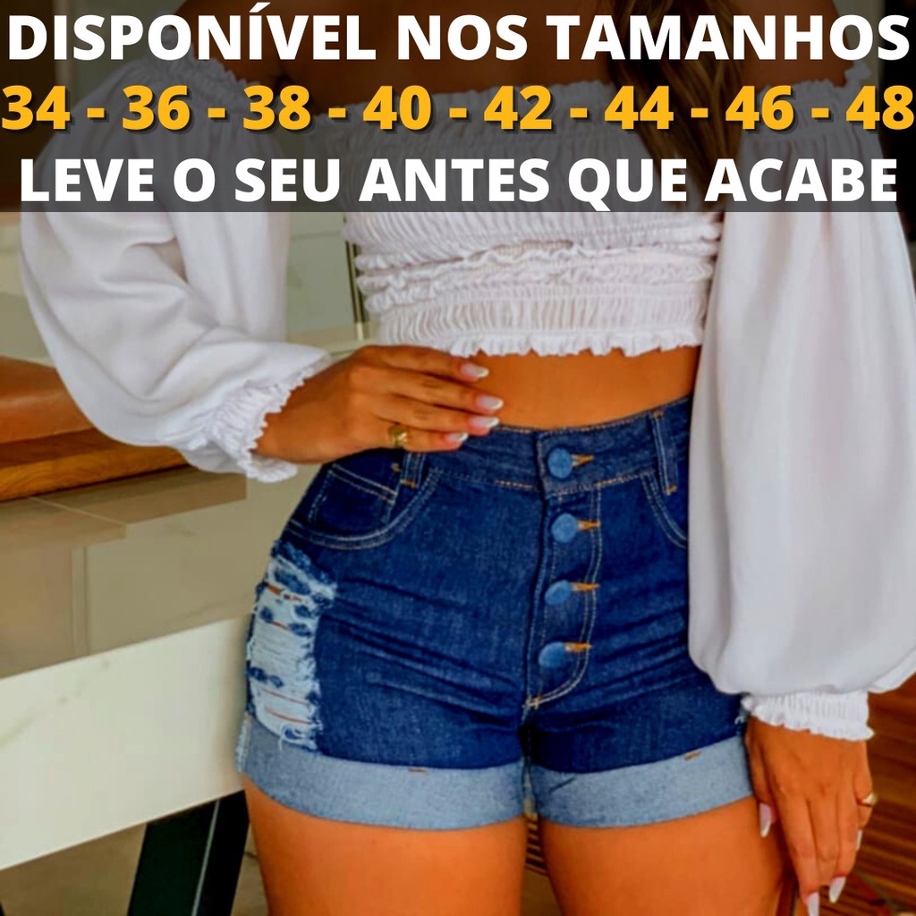 Shorts Cós Alto Bermuda Jeans Feminina Tendencia Moda