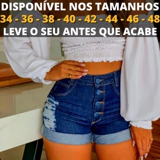 Shorts Cós Alto Bermuda Jeans Feminina Tendencia Moda