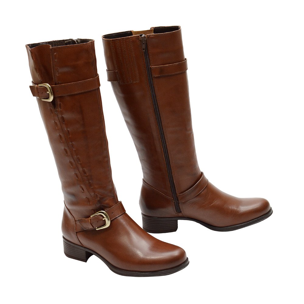 Bota Montaria Feminina Cano Longo Couro Comfort Brandy 2422