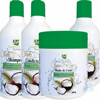 Kit Óleo de Coco Hábito Cosméticos Umectação e Ultra Hidratação
