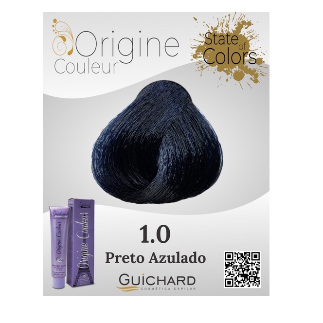 tinta cabelo coloração profissional guichard preto azulado 1.0 | Shopee ...