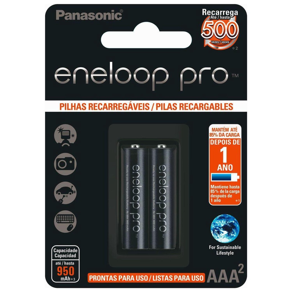 Pilha Recarregavel Panasonic Eneloop Pro Aaa 950mah Bk-4hcce/2bb ...