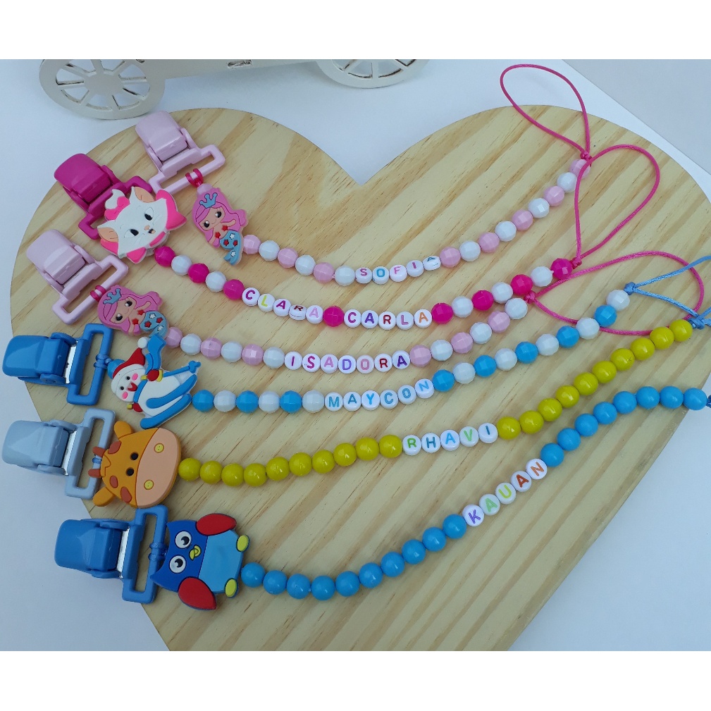 Prendedor de chupeta personalizado com nome bebê menino e menina ...