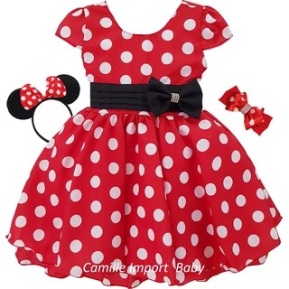 Vestido Infantil De Festa Minnie Vermelho Com Tiara Minie