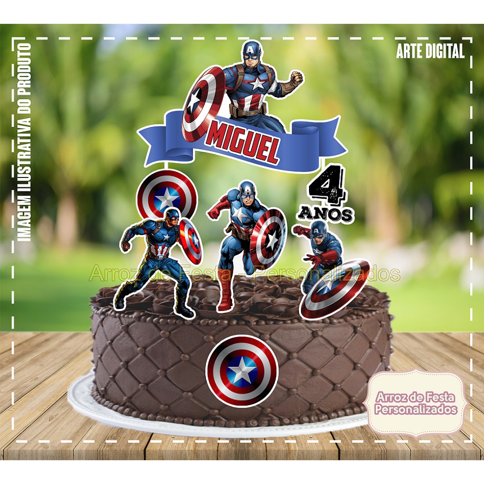 Topo De Bolo Topper De Bolo Personalizado Capitão América Shopee Brasil