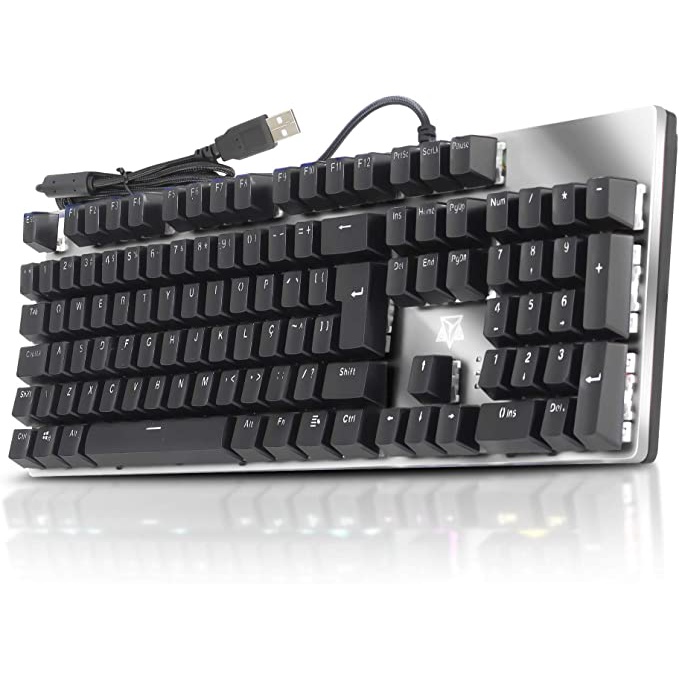 Infinity。°★ Teclado Gamer Mecânico Evolut LED, Loop, Switch Azul, ABNT2, USB
