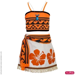 Fantasia Infantil Moana Floral Princesa Havaiana com Colar