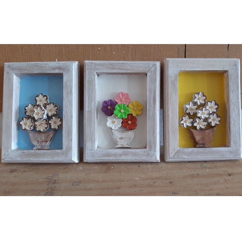 Quadro Rustico Em Madeira De Demolição Flores Trio 15x20 Não Perca ...