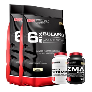 Kit 2x Hipercalórico 6 Six Bulking Gainers Protein 6kg + ZMA Drol 120 Cáps + Daily Vitamin+ 90 Cáps - Aumento de Massa Muscular - Bodybuilders