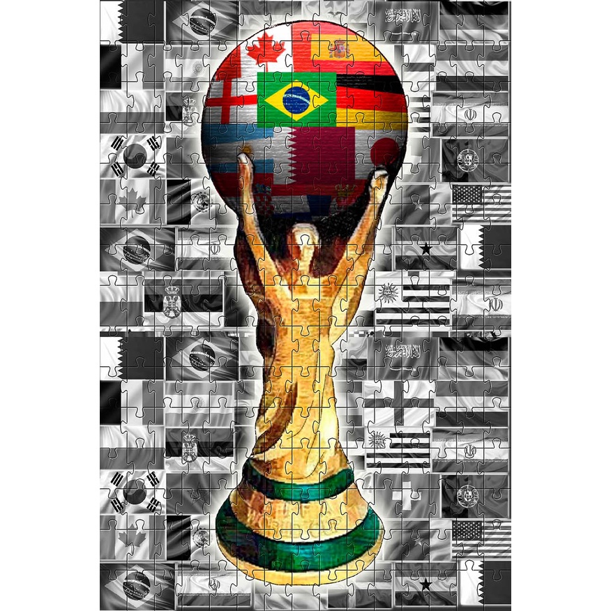 Kit 3 Quebra-cabeças Cognitivos Copa do Mundo 22 para idosos 40 peças