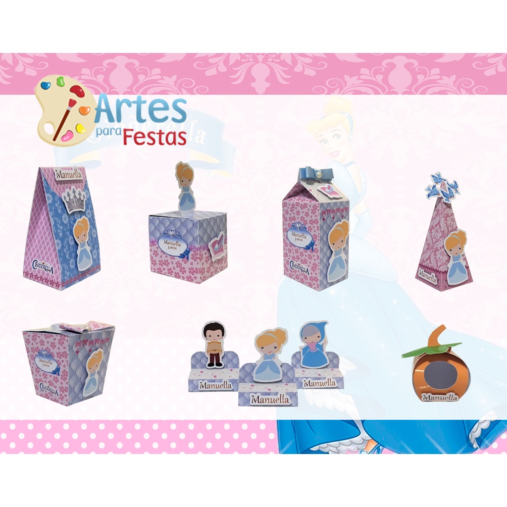 Kit Festa: 60 Lembrancinhas Personalizadas Cinderela Lembrancinha de Festa  Infantil - Kit Só Um Bolinho - Kit Festa em Casa