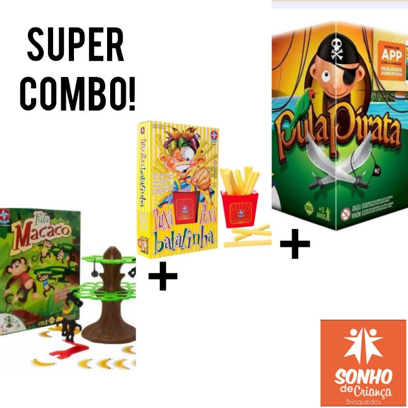 Kit Jogos de Tabuleiro Pula Macaco + Pula Pirata + Pula Pipoca - Estrela -  PRODUTO ORIGINAL